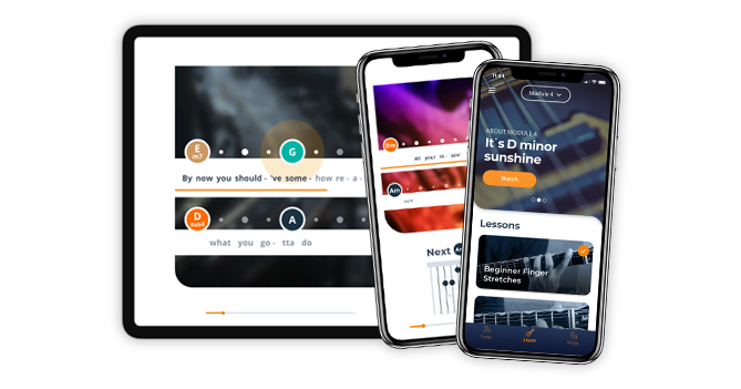 Justinguitar App on an iPhone